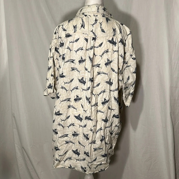mens swordfish print Boca Classics button up short sleeve shirt size xl - Picture 2 of 5